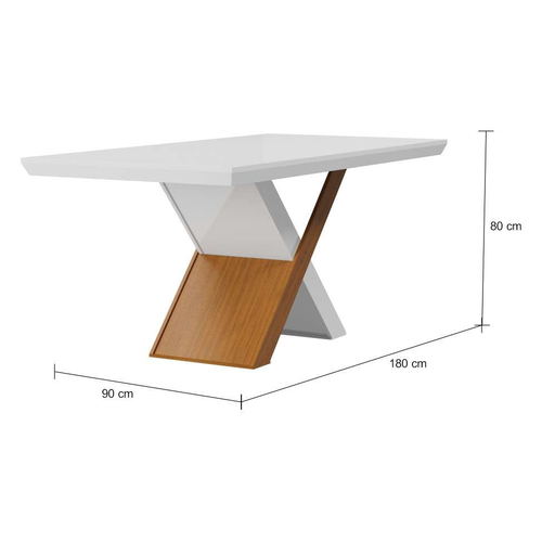 Conjunto De Jantar Hércules C/ Mesa De Jantar 160cmx90cm Tampo Em Laca e  Vidro Off White / Capuccino + 6 Cadeiras Estofadas Facto Cinza / Capuccino  - attraktiva