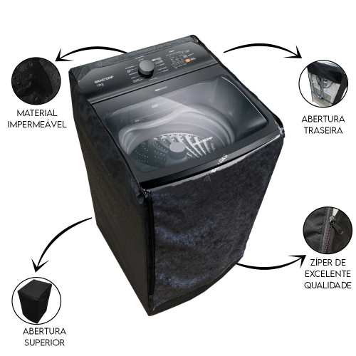 Capa Maquina de Lavar Electrolux LED 13kg e 14kg Abertura em Ziper Preta em  Promoção | Ofertas na Americanas