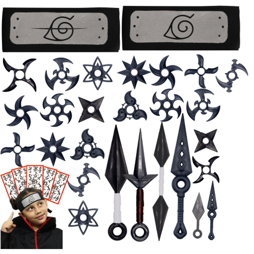 Bandana Naruto Aldeia Folha Infantil + Kit Kunai c/ Shuriken em Promoção na  Americanas