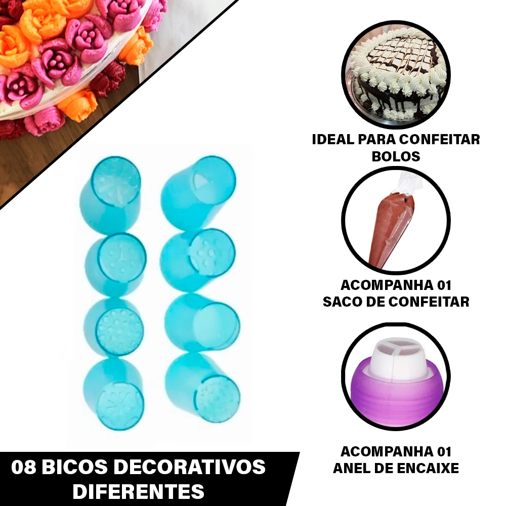 Bico Russo Jogo 8 Pçs Para Confeitar Bolos Tortas E Doces