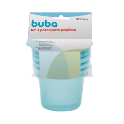 Kit 3 Potes para Papinha Buba Azul Menor preço em Kit 3 Potes para Papinha Buba Azul