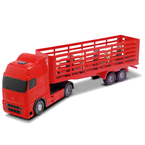 Caminhão Boiadeiro Bi-Truck em Madeira Vermelho