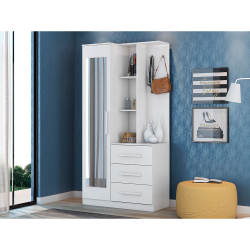 Armário Multiuso Cômoda com Espelho 1 Porta 3 Gavetas 3 Prateleiras e Nichos Brisa Demóbile Menor preço em Armário Multiuso Cômoda com Espelho 1 Porta 3 Gavetas 3 Prateleiras e Nichos Brisa Demóbile
