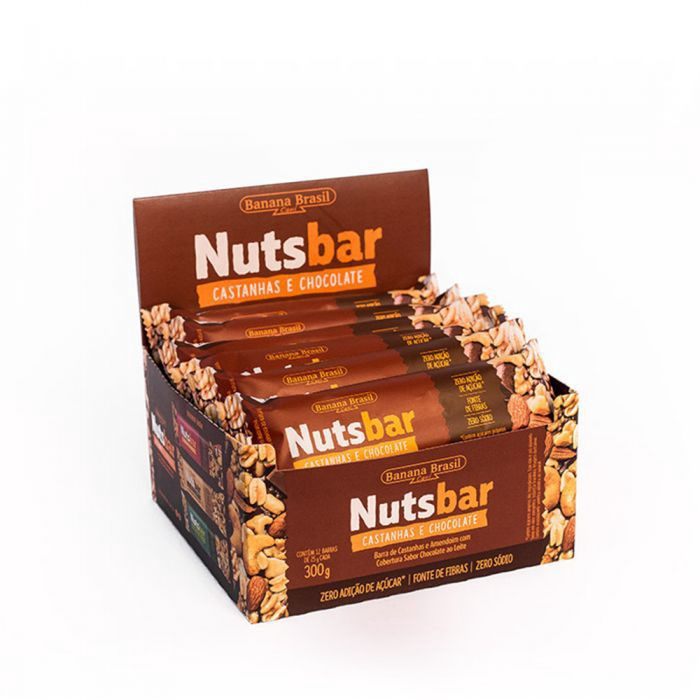 Barra De Castanhas E Chocolate Nuts Bar Banana Brasil 12x25g No Shoptime