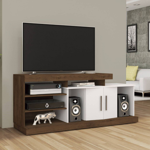 Rack Para TV até 50 Polegadas Itapema Viena Móveis Leão Teka/Branco em