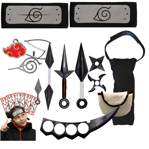 Bandana Akatskuki Nuvem Itachi Colar com Kit Ninja Uchiha em Promoção na  Americanas