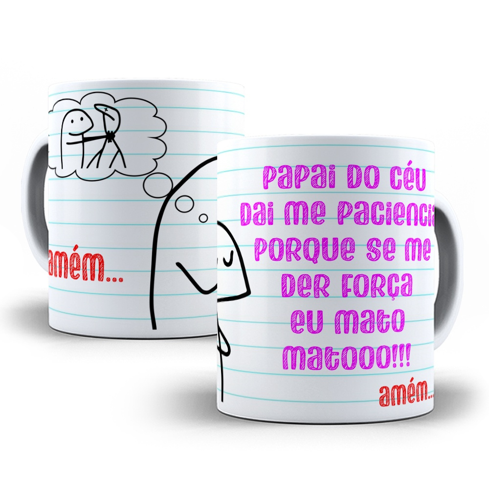 Caneca Personalizada Flork Meme com frases engraçadas.