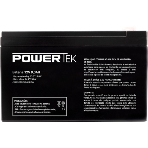 Bateria 12V 9Ah EN015 Powertek Em Promoção | Ofertas Na Americanas