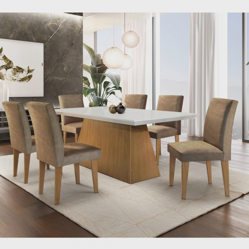 Conjunto Sala de Jantar Mesa e 6 Cadeiras Kate Espresso Móveis