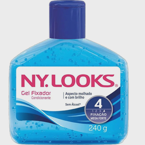 Gel Fixador Ny Looks Mega Forte Fator 4 Azul 240gr 1 Unidade