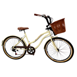 Menor preço em Bicicleta Aro 26 Retro Vintage Com Cestinha reforçada bege