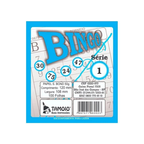 Bloco Cartela Para Bingo Azul Folhas S Rie Tamoio Em Promo O Na