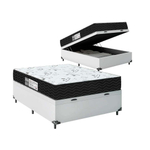 Cama Box Baú Viúva + Colchão D33 One Face - 61x128x188cm - e-Shop Casa - Couro Branco