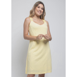Vestido Pau a Pique Regata Algodão Amarelo Menor preço em Vestido Pau a Pique Regata Algodão Amarelo