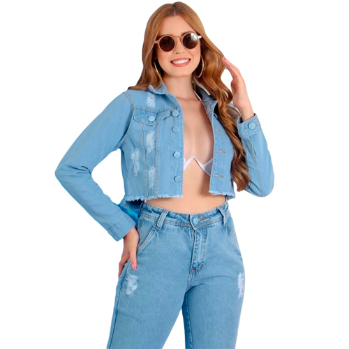 Jaqueta Jeans Feminina Slim Com Capuz Para Todos Os Jogos2