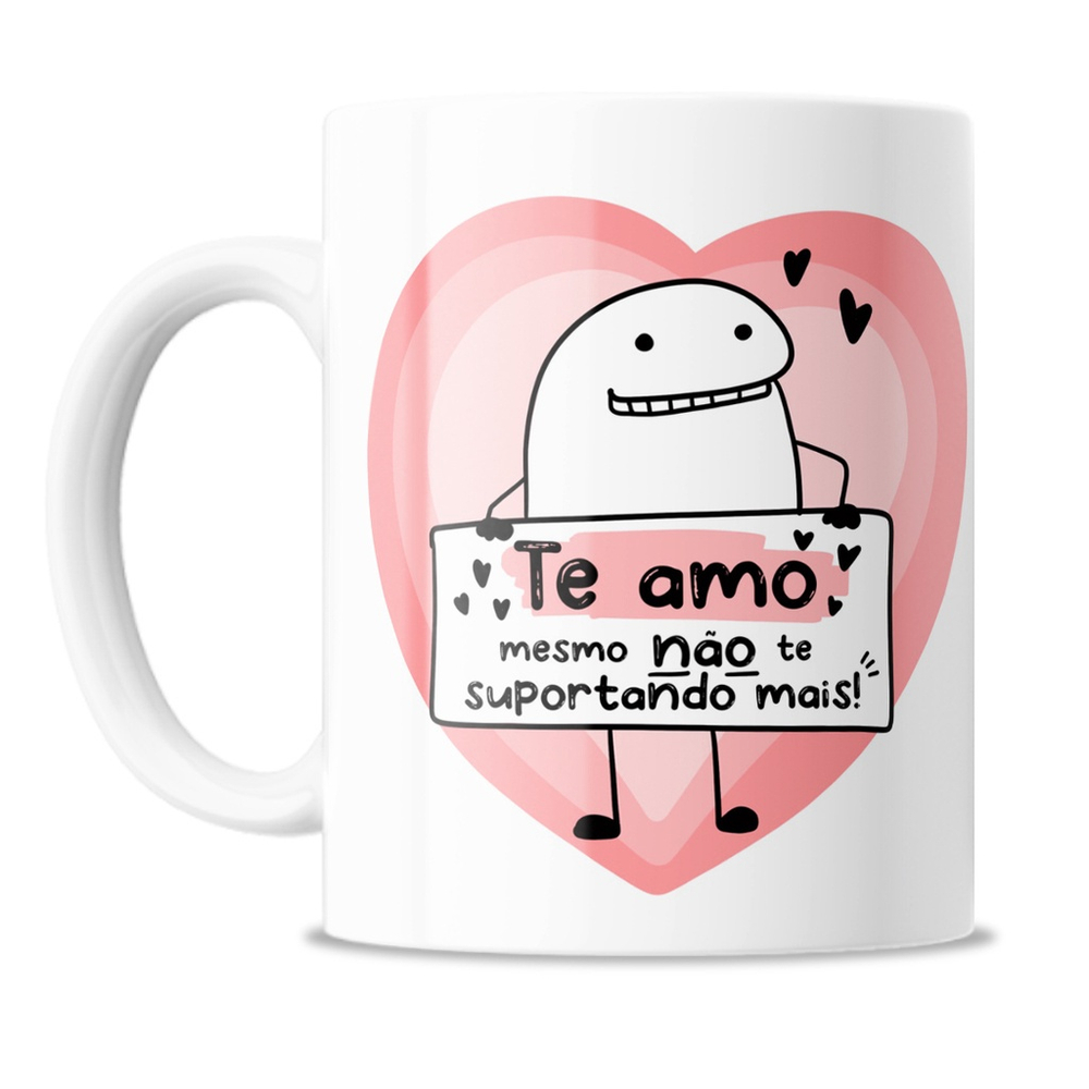 Caneca Flork meme Casal O amor tudo suporta