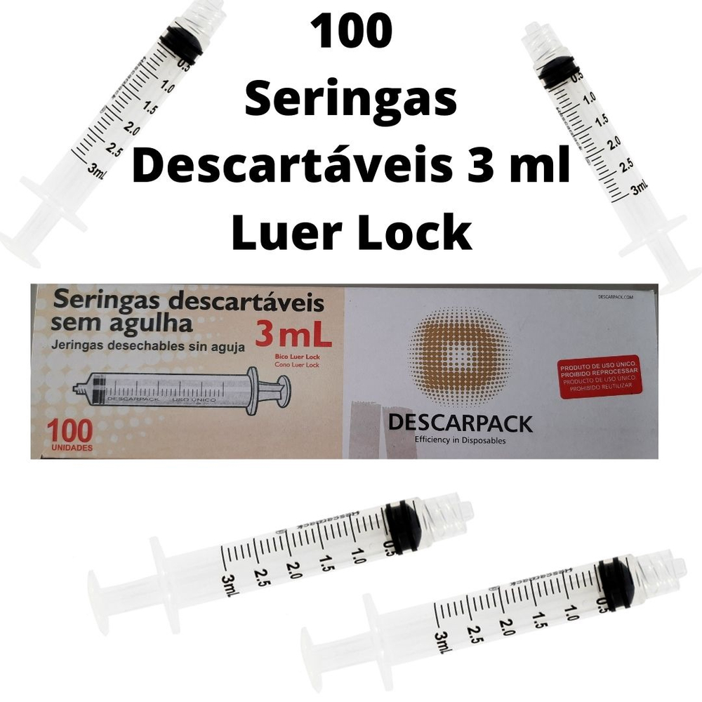 Seringa Ml Sem Agulha Descart Vel Und Luer Lock Bico Com Rosca Descarpack No Shoptime