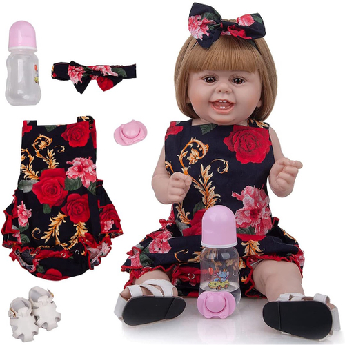 Boneca bebe reborn menina original toda silicone linda 55 cm nova