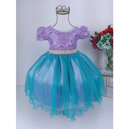 Vestido Festa Infantil Princesa Ariel Sereia Longo