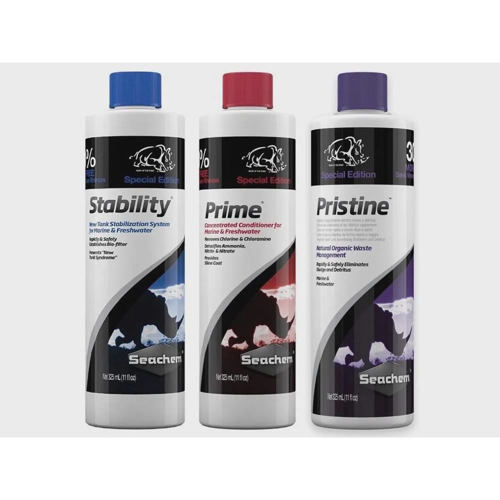 Kit Seachem Stability Prime Pristine Água Aquários 325ml | Submarino