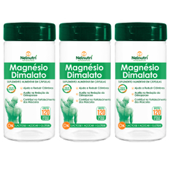 Kit 3uni Magnésio Dimalato 120 cáps - Nelnutri Menor preço em Kit 3uni Magnésio Dimalato 120 cáps - Nelnutri