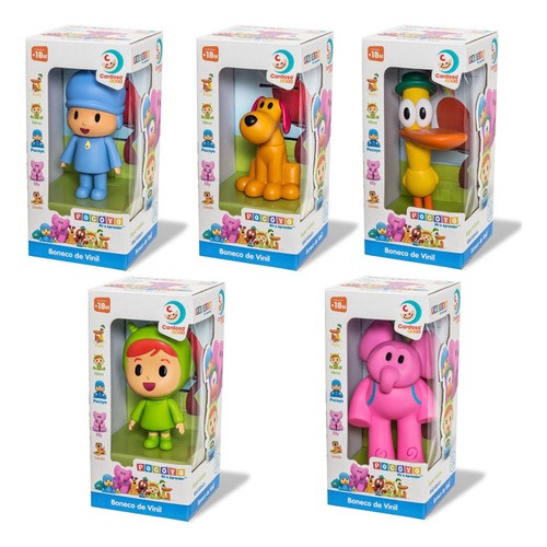 Kit 5 Bonecos De Vinil Turma Do Pocoyo Elly Nina Pato Loula Cardoso ...