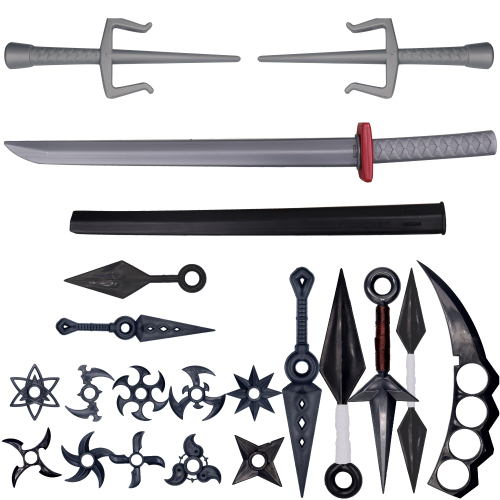 Kit Fantasia de Ninja Kunais de Brinquedo e Shurikens de Brinquedo