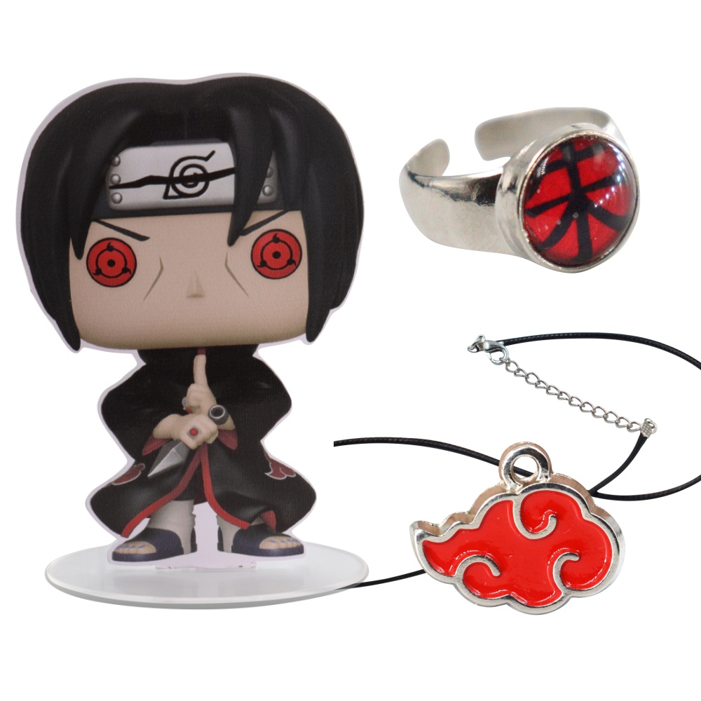 Colar Itachi Uchiha + Anel Akatsuki Itachi Regulável