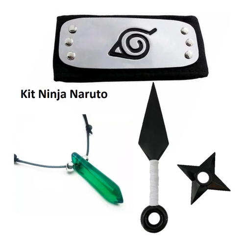 Kit Capa Akatsuki Bandana Colar Tsunade Kunai + Anel