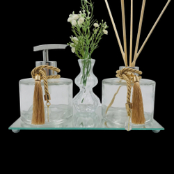 Kit lavabo luxo banheiro com difusor de ambiente e saboneteira e bandeja Menor preço em Kit lavabo luxo banheiro com difusor de ambiente e saboneteira e bandeja