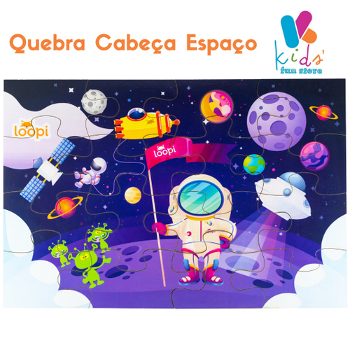 Quebra Cabeça Espaço  Brinquedo Madeira Loopi Toys