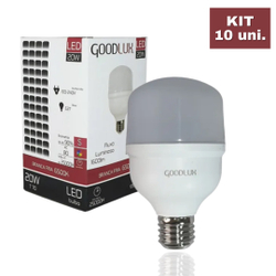 Kit 10 Lâmpada Led Bulbo E27 20w 6500K Bivolt Branco Frio GoodLux Menor preço em Kit 10 Lâmpada Led Bulbo E27 20w 6500K Bivolt Branco Frio GoodLux