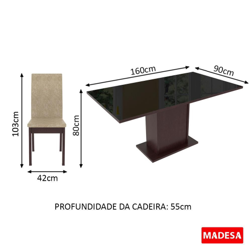 Conjunto Sala de Jantar Madesa Brenda Mesa Tampo de Vidro com 4 Cadeiras em  Promoção na Americanas