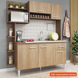 Cozinha Compacta Mali com Espaço para Pia 5 pt 1 gv Teka e Carvalho Menor preço em Cozinha Compacta Mali com Espaço para Pia 5 pt 1 gv Teka e Carvalho