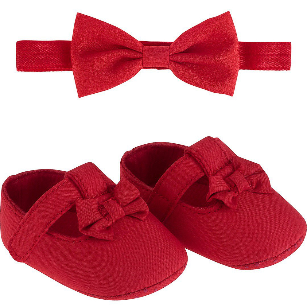 Sapato e Faixa Cabelo Beb Feminino Vermelho Pimpolho Tamanho 15