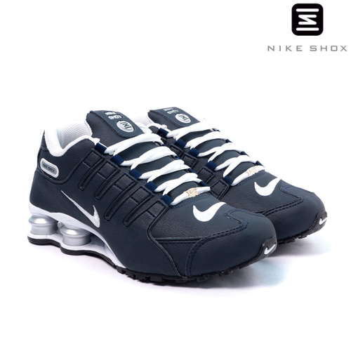 nike shox nz prata e azul