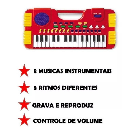 Piano Infantil 31 teclas My Music Center - Sacolão.com