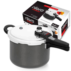 Panela de Pressão Nigro Eterna Antiaderente 6L Cinza - 097242 Menor preço em Panela de Pressão Nigro Eterna Antiaderente 6L Cinza - 097242