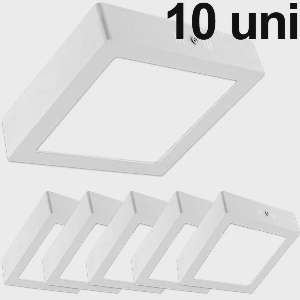 Kit 10 Luminária Plafon Led 25w Sobrepor Quadrado Branco Frio no Shoptime