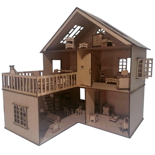 Casa Casinha Da Boneca Barbie Mdf 112 Cm + 22 Móveis Branco