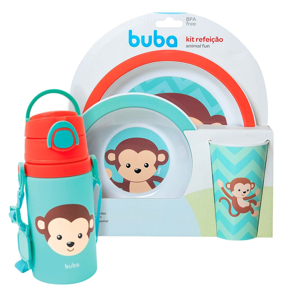 Mandiali e-Shop : Kit Refeição Infantil com Jogo Americano 8 Unidades +  Copo Nuvem 650ml + Tigela Verde