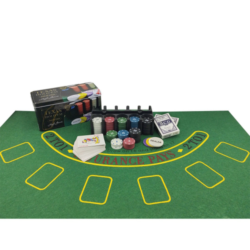 Jogo De Poker Texas Hold'em Poker Set Fichas Bralho E Toalha em