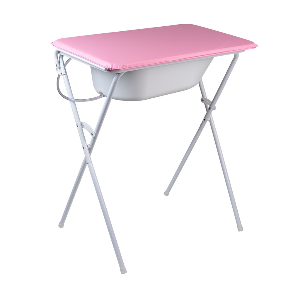 Banheira para bebê com trocador, suporte dobrável, ergonômica tanque 25  litros, até 30Kg, Rosa Menina - Hercules em Promoção na Americanas