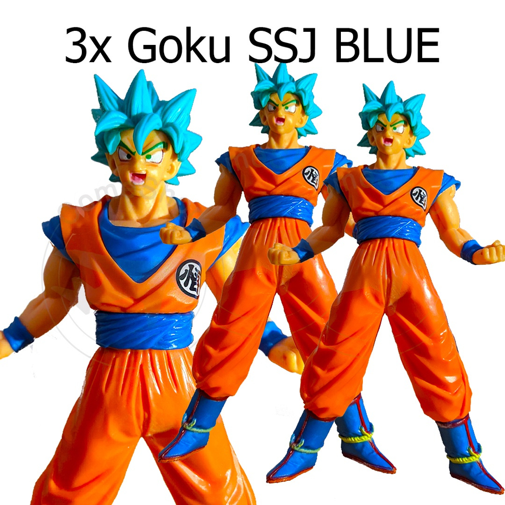 Kit 3 Bonecos Dragon Ball Z Goku Super Sayajin Blue ssj blue no Shoptime