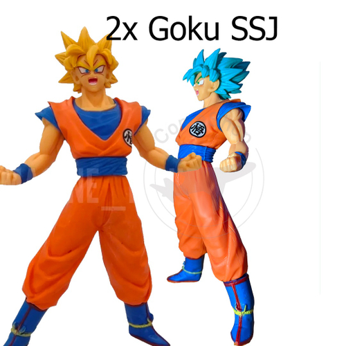 Kit 2 Boneco Dragon Ball Z Super Goku Super Sayajin Blue + ssj em