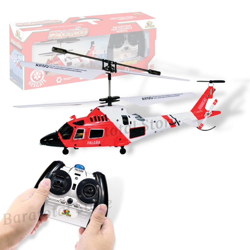 Helicóptero Pegasus Com Controle Remoto E Luz 3 Canais- Vermelho em  Promoção na Americanas