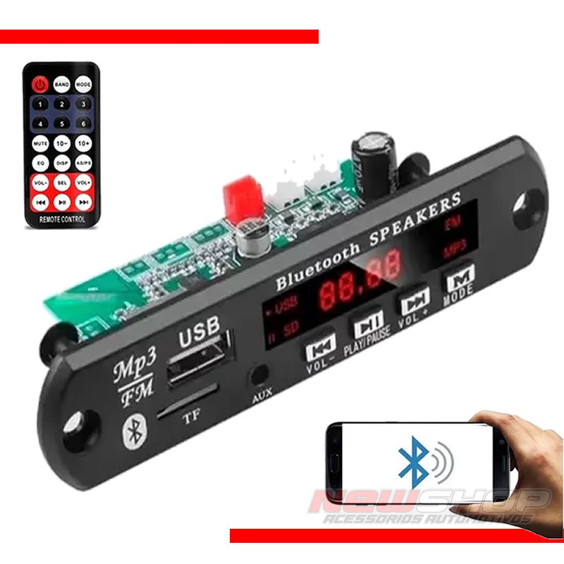 Placa Mp Player Decodificador Para Caixa Ativa Usb Sd Bt Submarino