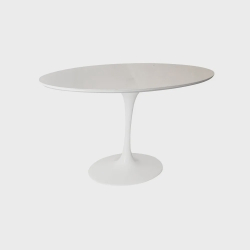 Mesa de Jantar Saarinen Tulipa - Oval - 120x80 cm - Laca Acetinada Branca com Vidro Menor preço em Mesa de Jantar Saarinen Tulipa - Oval - 120x80 cm - Laca Acetinada Branca com Vidro