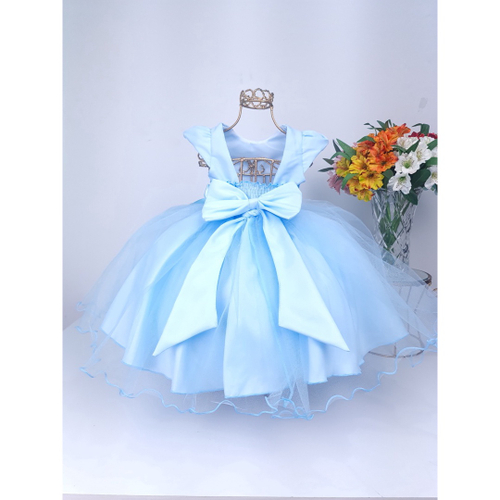 Vestido Daminha Social Azul Princesa Cinderela Aniversário em Promoção na  Americanas