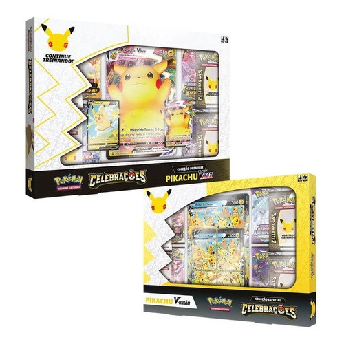 Carta Pokemon Pikachu Voador V e Pikachu Voador VMax Celebrações